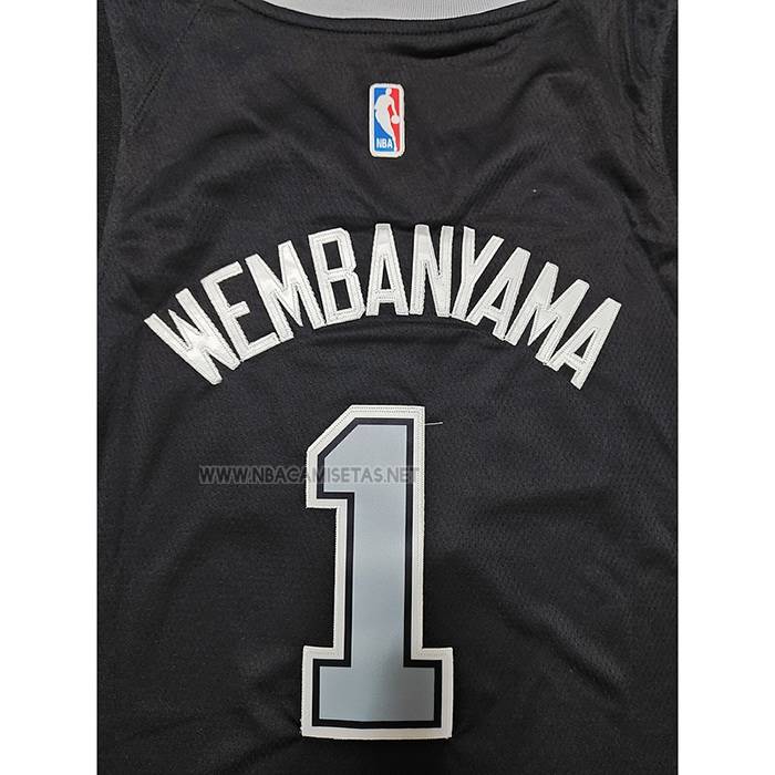 Camiseta San Antonio Spurs Victor Wembanyama NO 1 Statement 2022-23 Negro